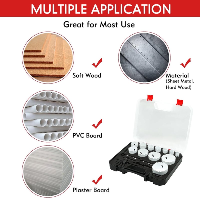 Axelord Hole Saw Kit Bi Metal, with 3/4" to 2-1/2" 22 PCS Saw Blades in Case, Hole Saw Set for Metal, Wood and Plastic, with Clean and Smooth Cutting Edge, Fast Chip Removal - Image 5